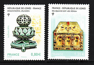 Франция, 2016, Изделия из керамики, Совместный выпуск с Кореей, 2 марки